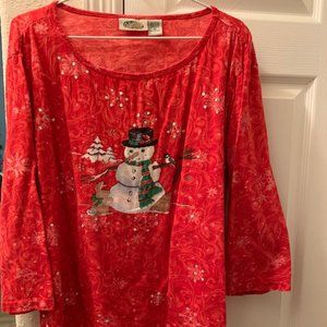 Collections ETC snowman red top XL